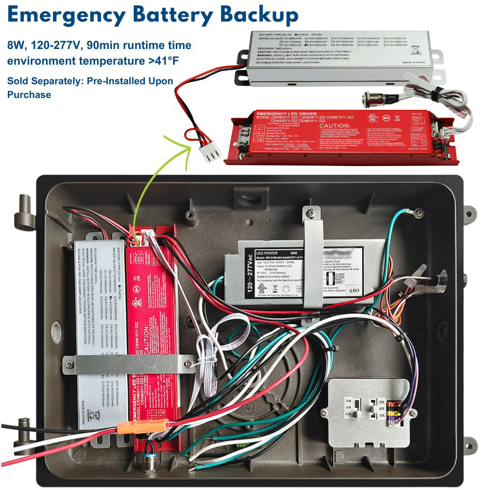 Konlite Full Cut off Wall Pack light with emergency battery pack