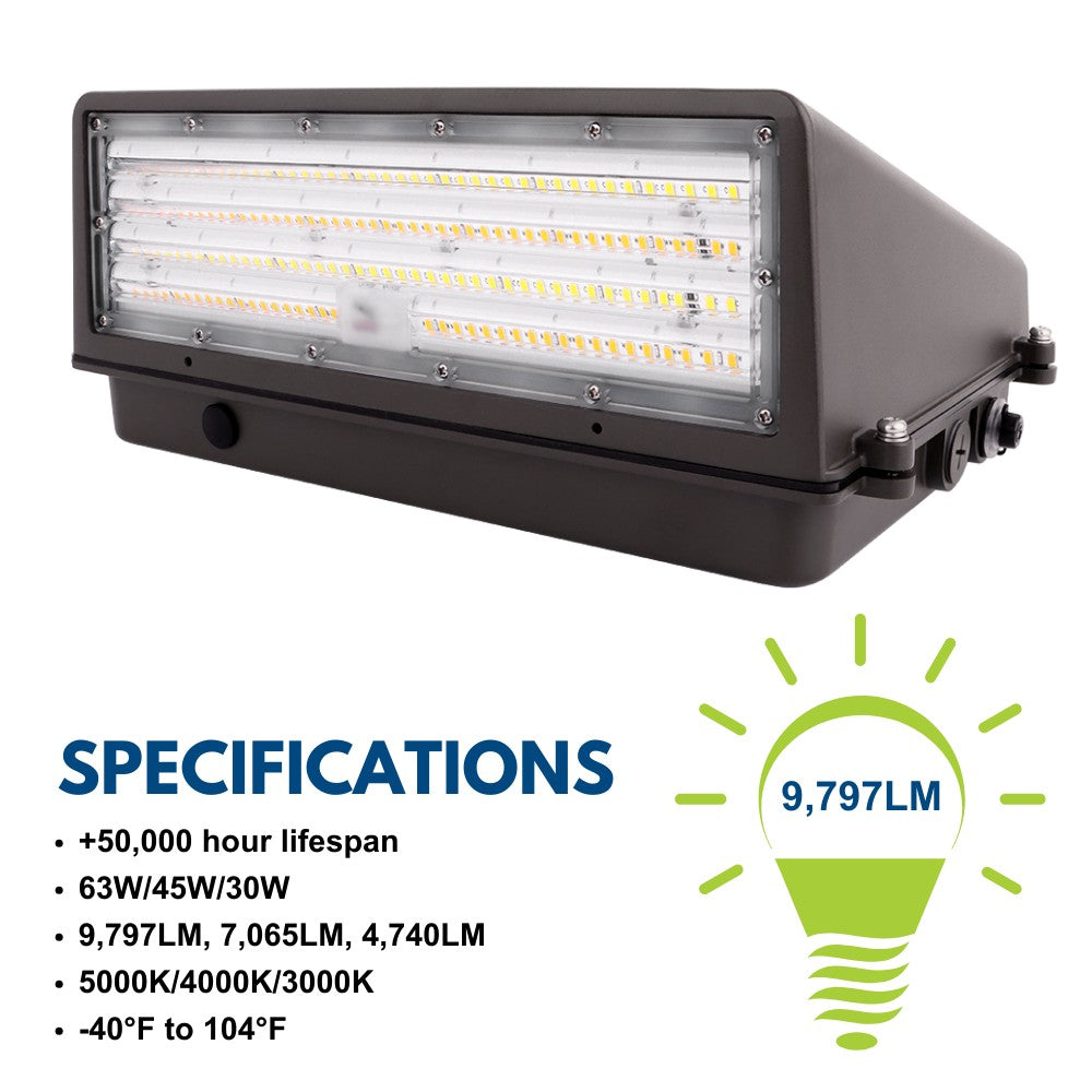Konlite Full Cut off Wall Pack light specifications