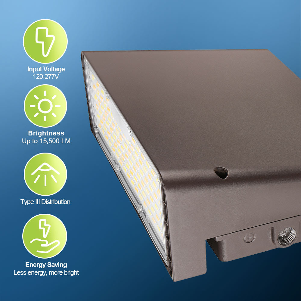 Konlite LED wall light fixture with specifications listed