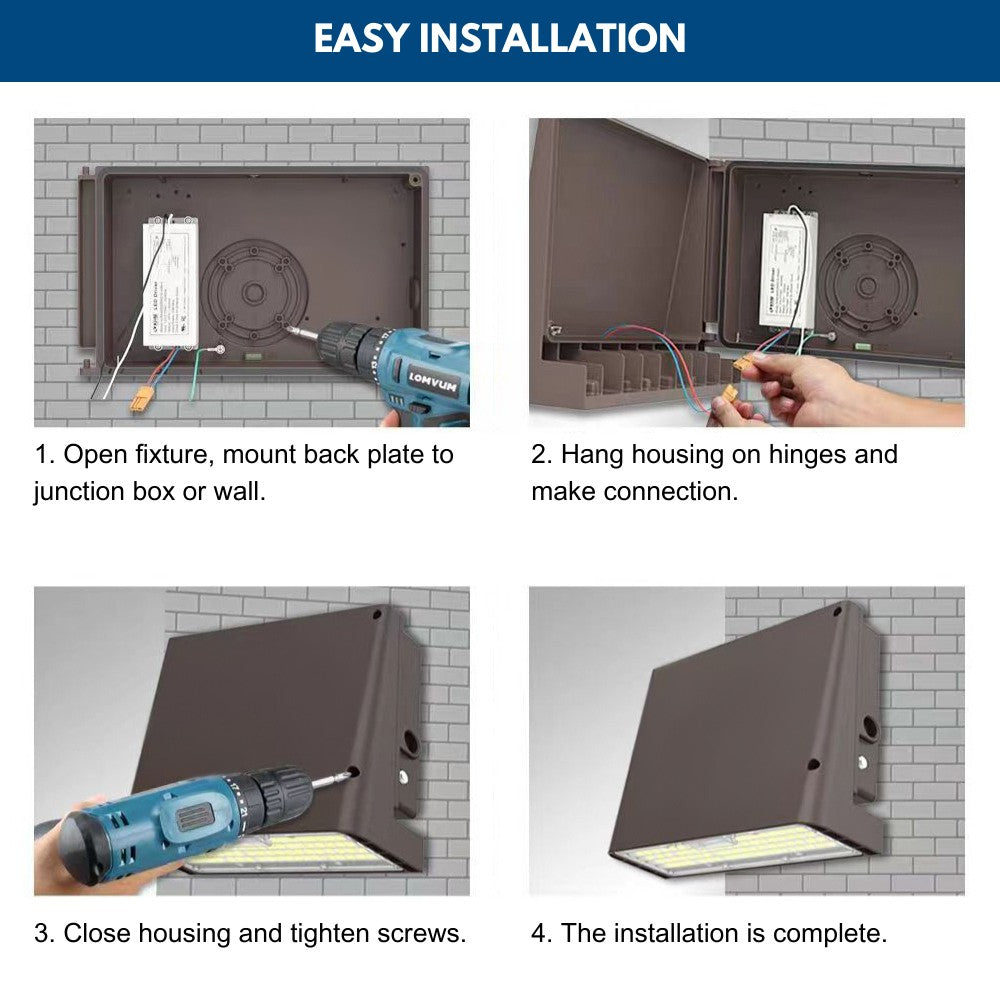Konlite led full cutoff wall pack light installation