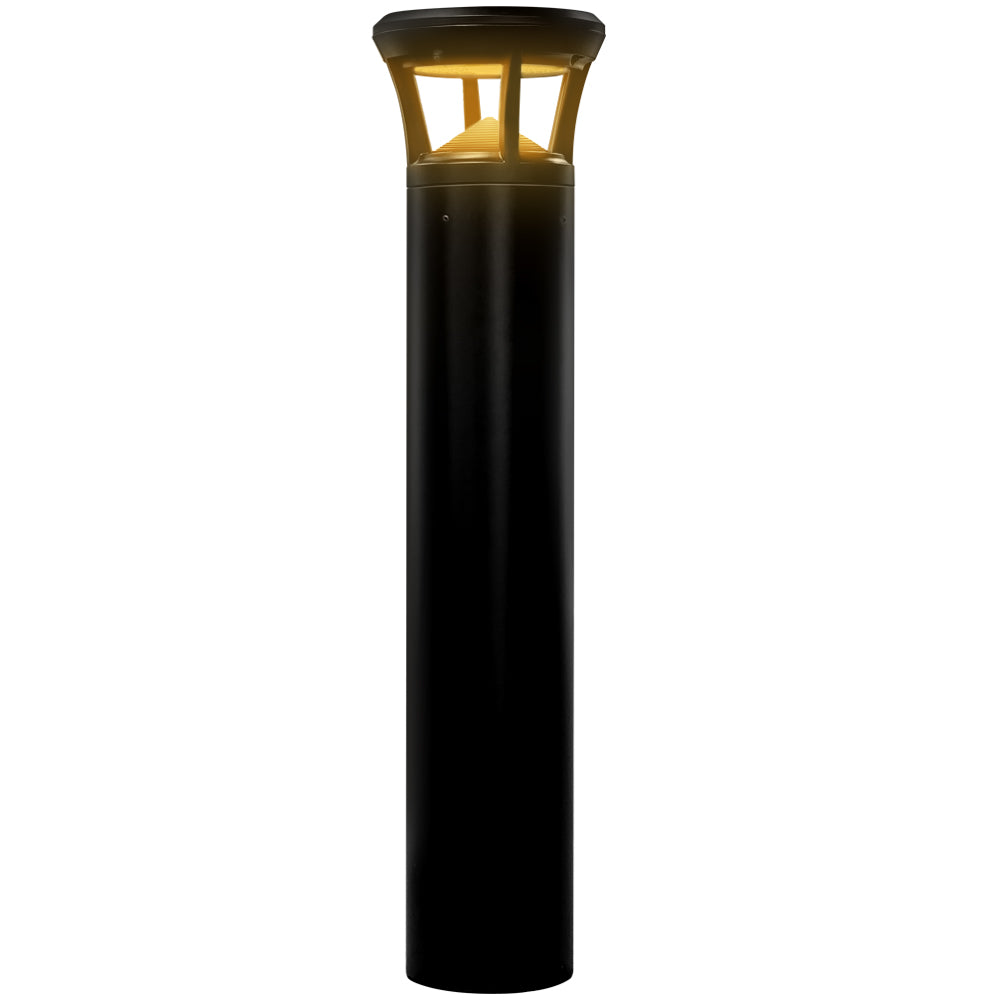 Konlite Atria Turtle Friendly LED 3 ft Black Bollard Light Fixture emitting true amber light