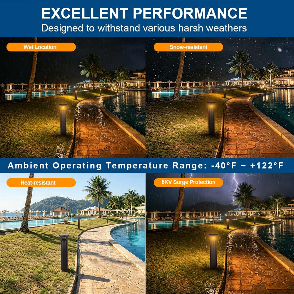 Weather-resistant design for Konlite Atria Turtle Friendly LED 3ft Bollard Light
