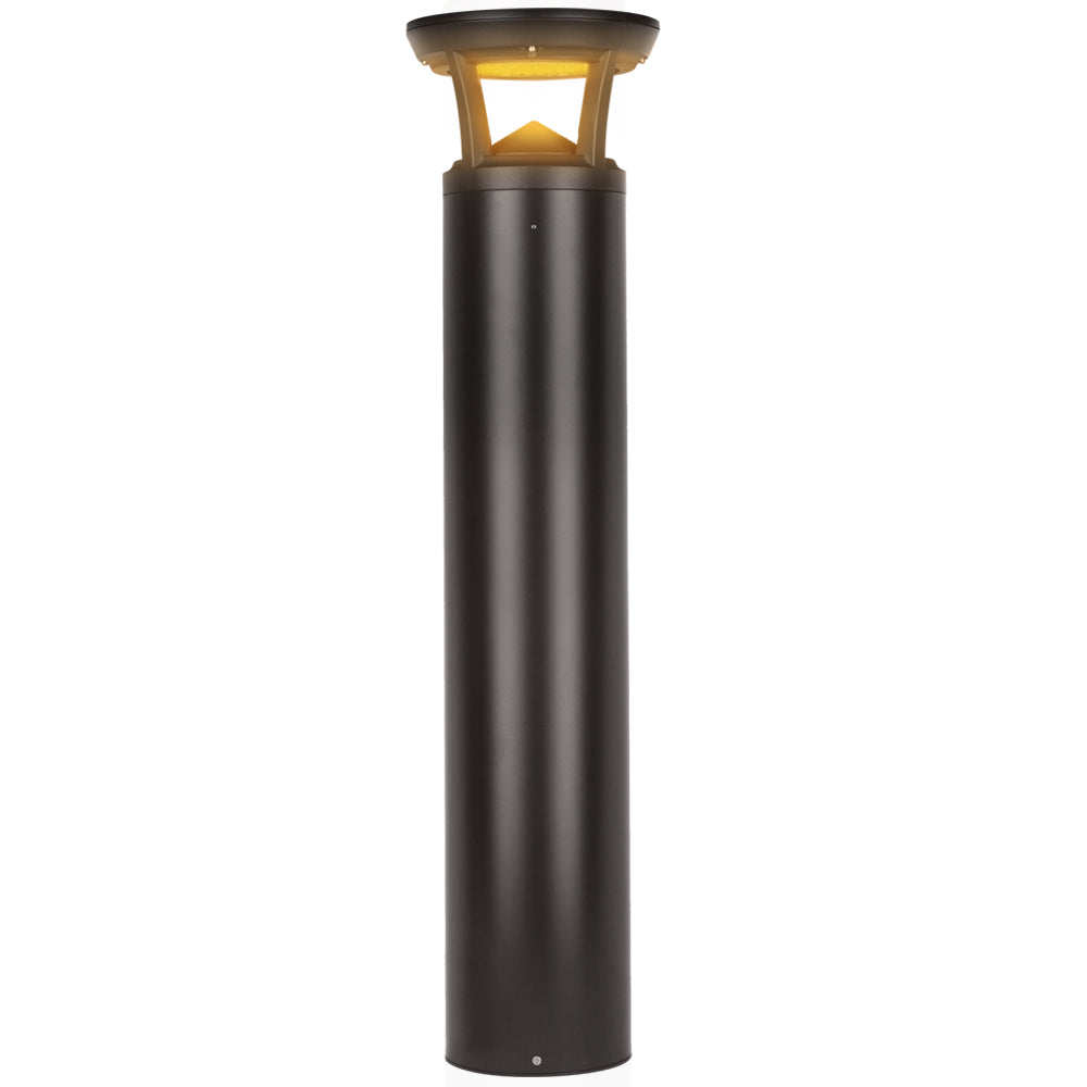 Konlite Atria Turtle Friendly 3 ft Dark Bronze Bollard fixture emitting 590nm narrow-spectrum true amber color light