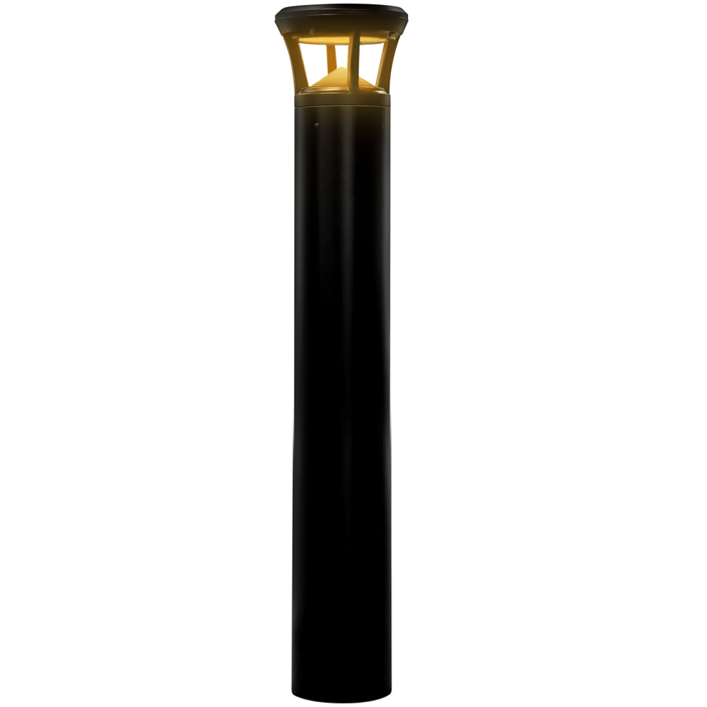 Konlite Atria LED 4 ft Black Bollard Light Fixture emitting Turtle Friendly true amber light