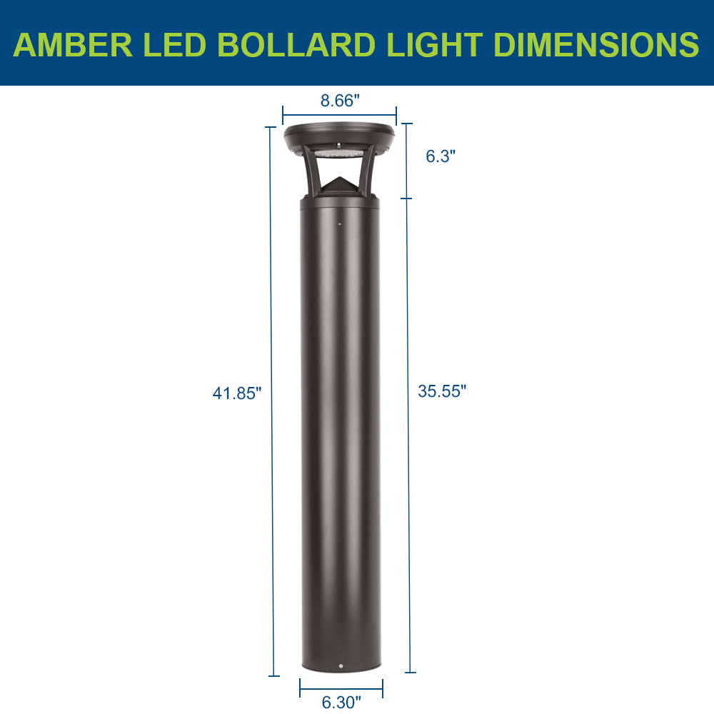 Diagram of dimensions for Konlite Atria Turtle Friendly LED 4 ft Dark Bronze Bollard Light