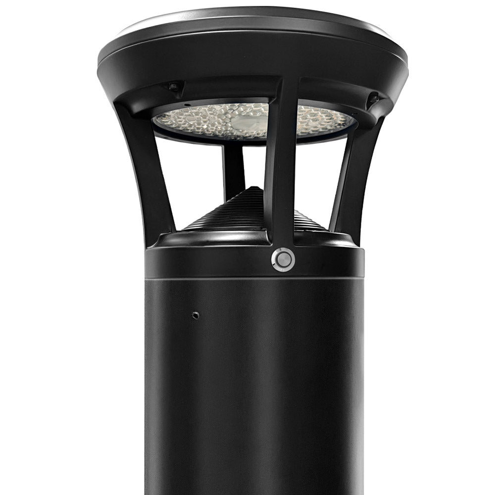Black LED light fixture with EBB