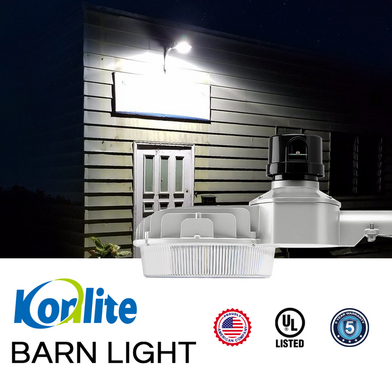 Konlite 65W Barn Light Certifications: UL Listed, 5 Year Warranty