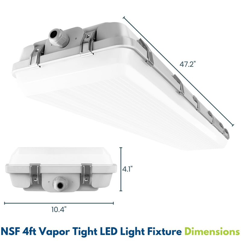 Dimensions of NSF Vapor Tight LED Light Fixture 