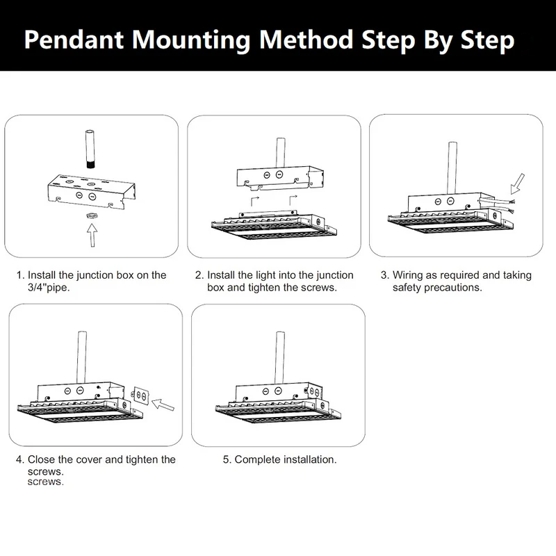 pendant mounting method for konlite pavo series led linear high bay