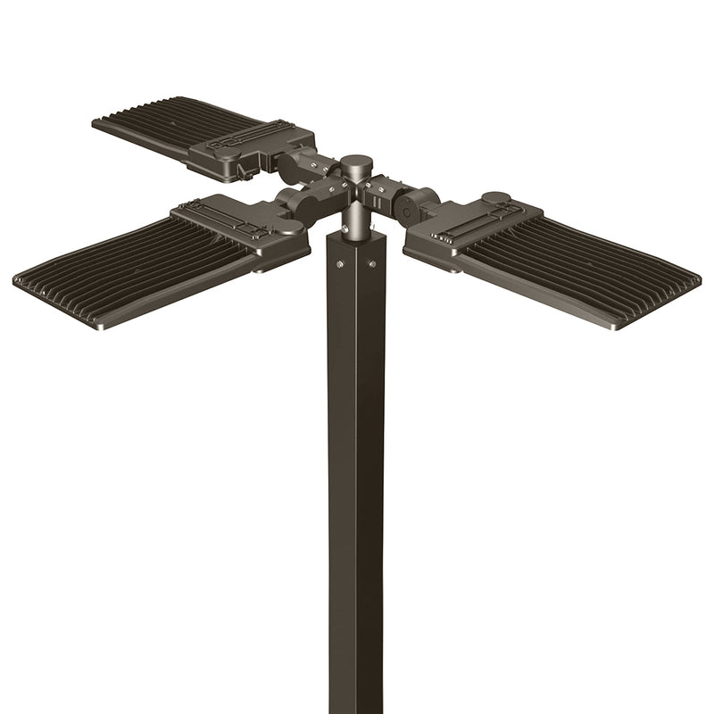 Triple Spoke 90° Tenon Adapter on a square light pole
