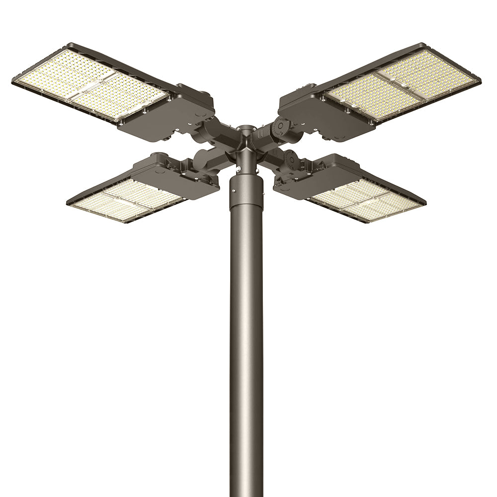 Quad Spoke 90° Tenon Adapter on a light pole