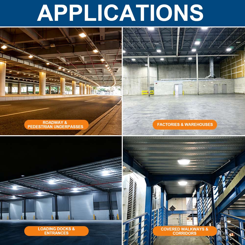 Konlite CP7 Series LED Canopy Light Fixture installed in various applications