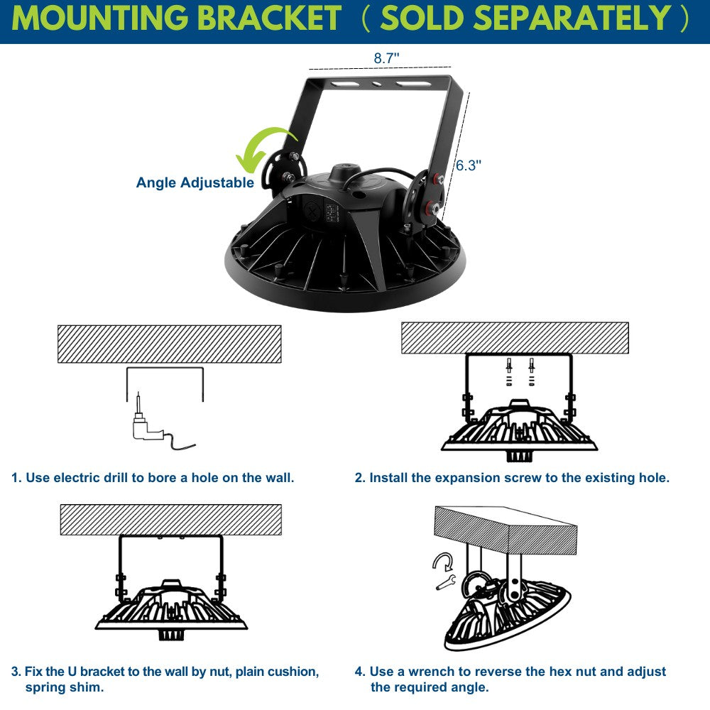Konlite UFO Round LED High Bay light with U-bracket