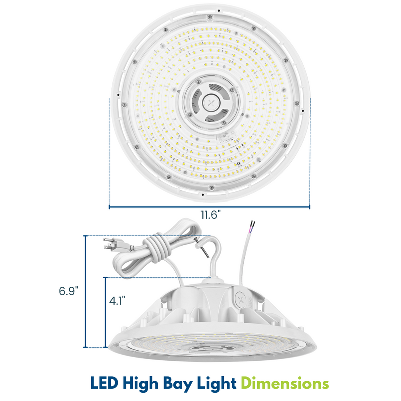 150W White LED highbay dimensions