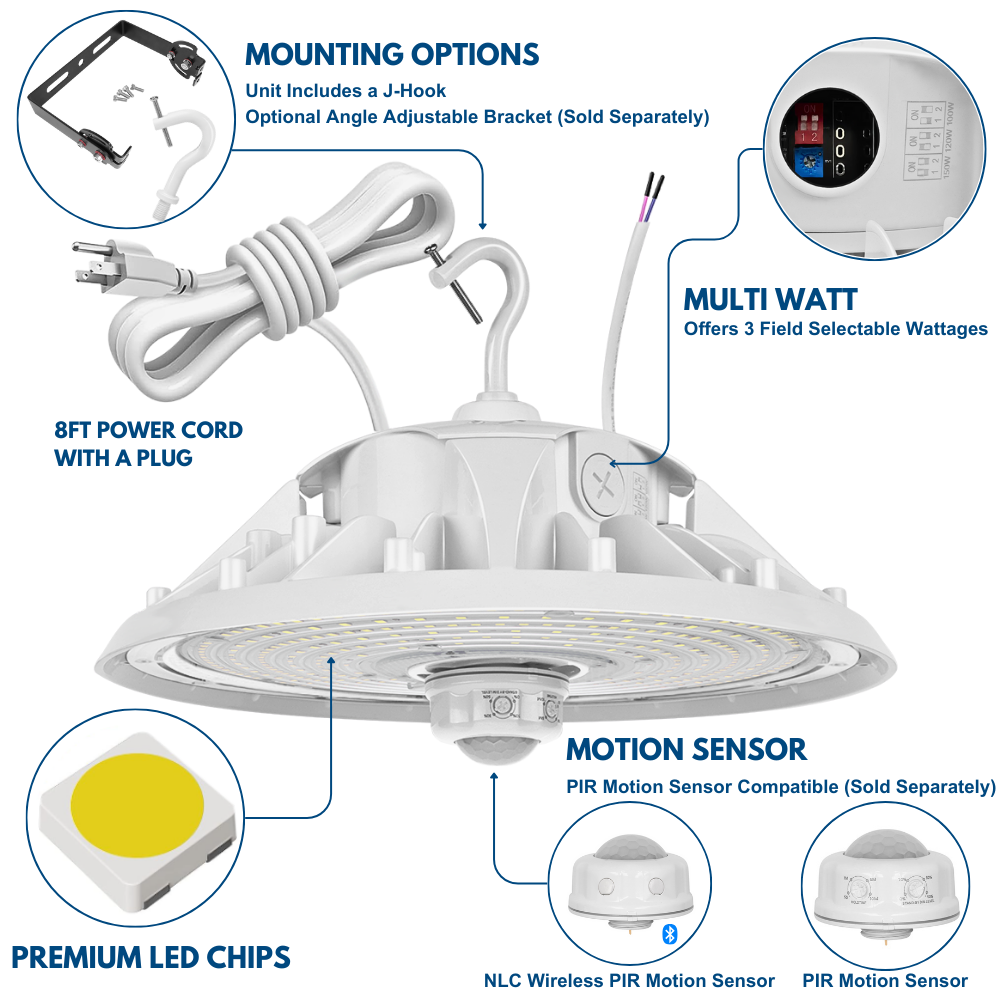 150W White LED highbay features