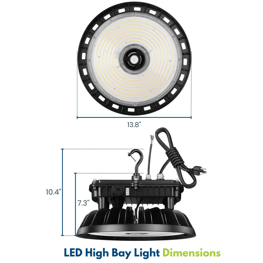 Konlite 310W MAX UFO Round High Bay Light Dimensions