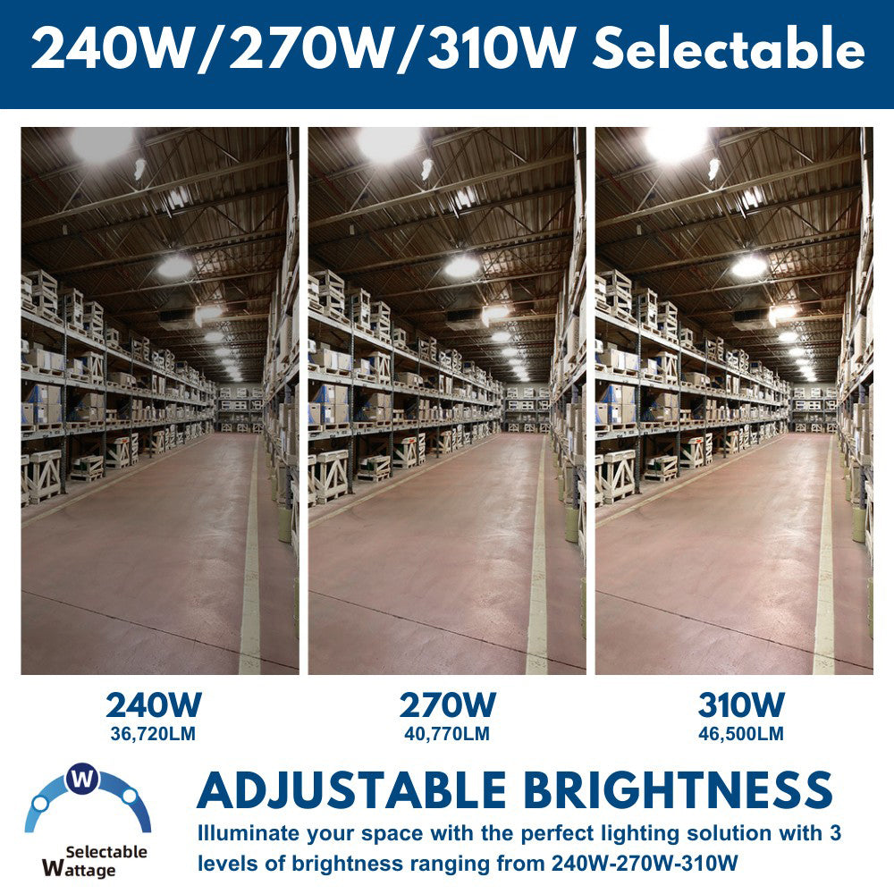 Konlite 310W MAX UFO Round High Bay Light in a warehouse