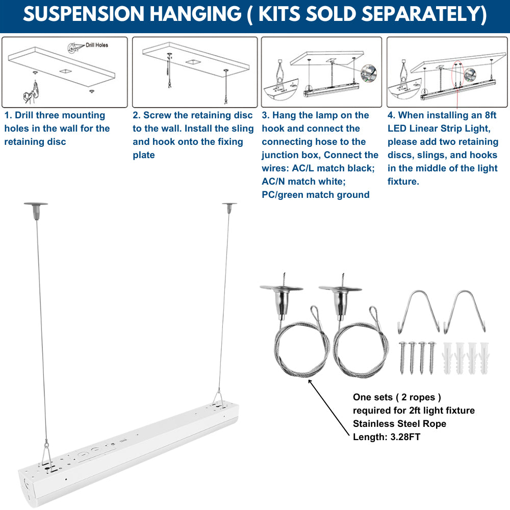 Optional suspension kits for led strip light