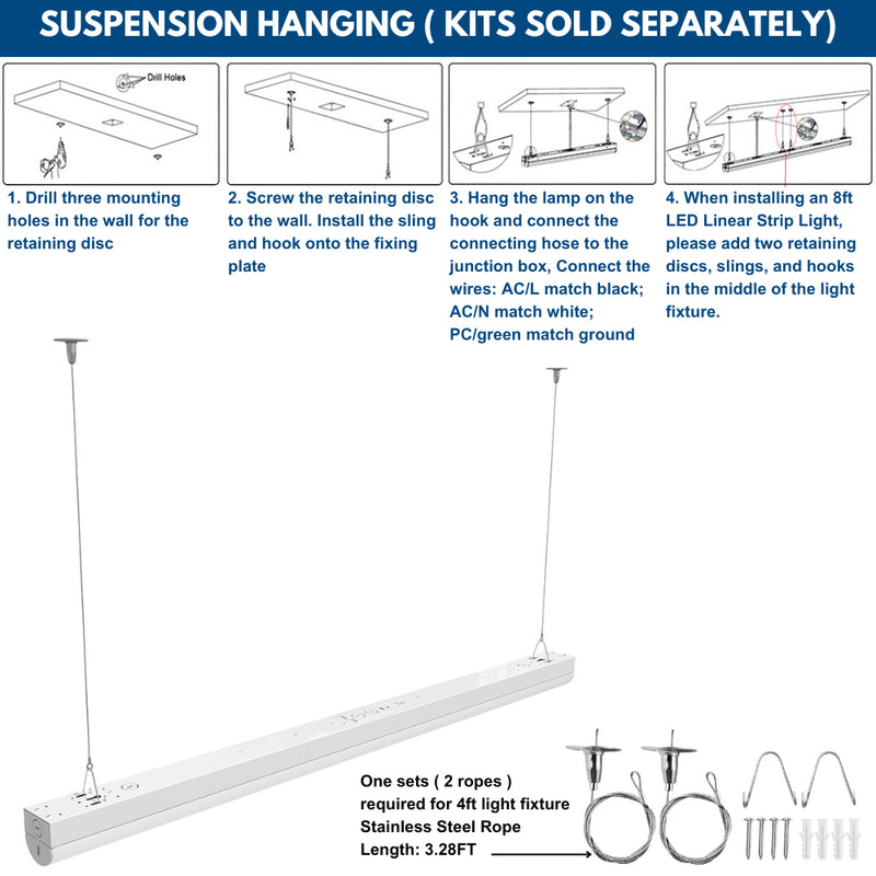 Optional suspension kits for led strip light