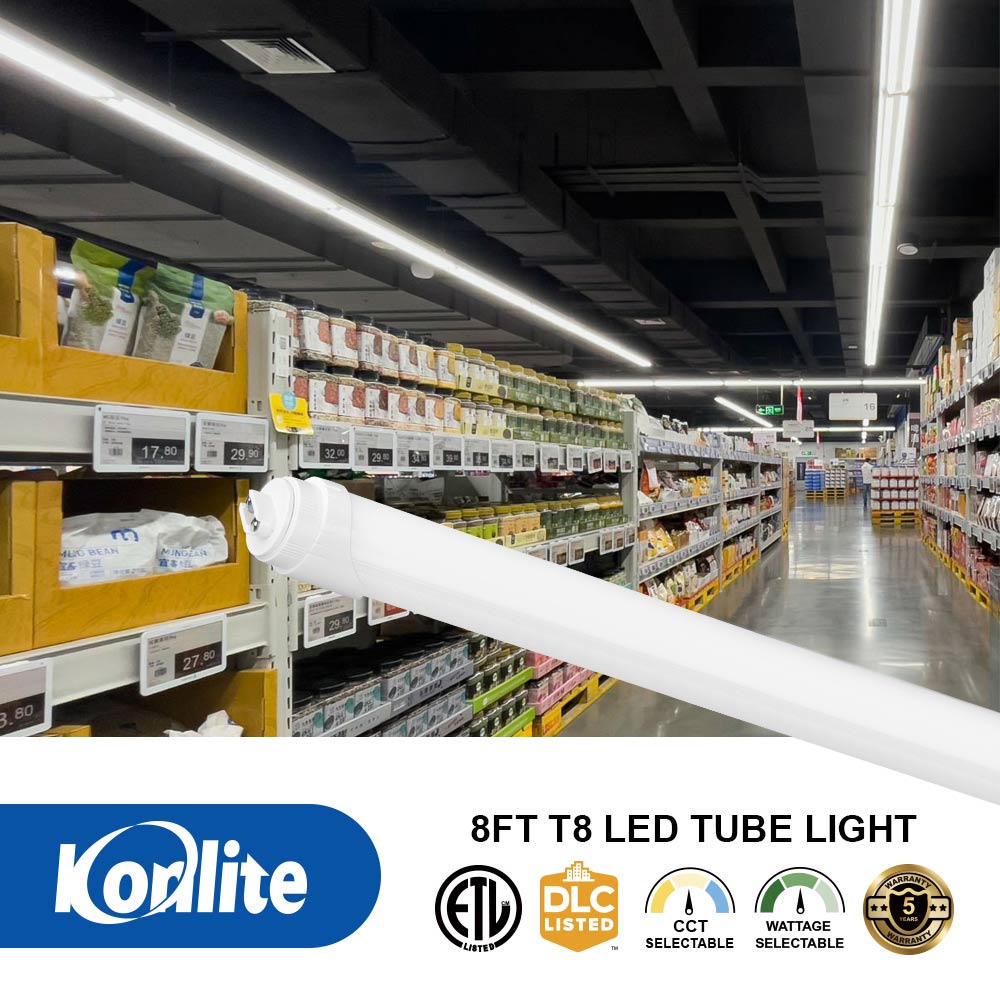 Konlite T8 8ft Ballast Bypass LED Tube Light FA8 or R17D Base - 42W - 120-277V - 6720 lumens - 5000K - 110W Equal - Pack of 10