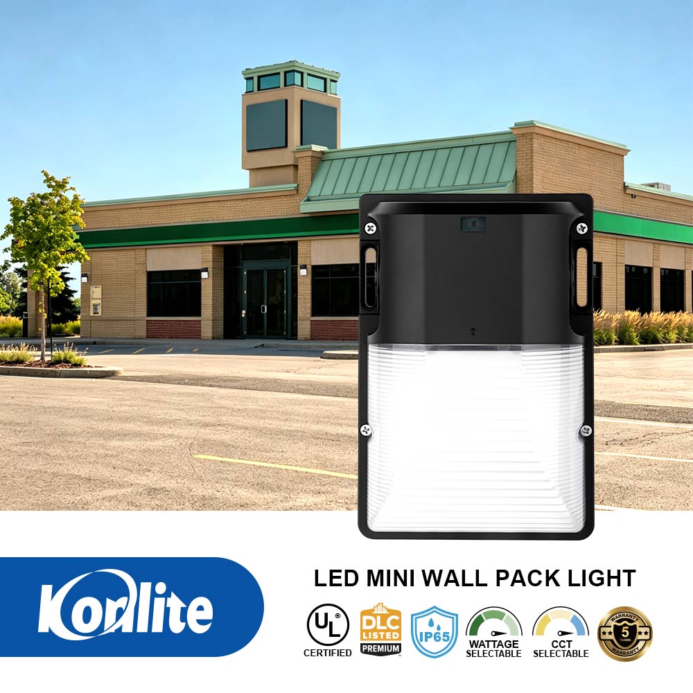 Features and certifications for the Konlite WM7 Series Mini LED Wall Pack