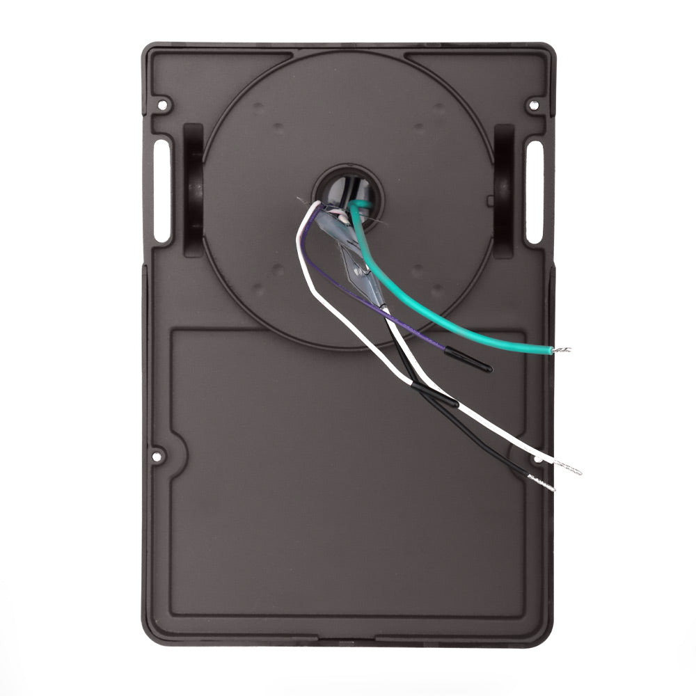 Back view of Konlite WM7 Mini LED Wall Pack Dark Bronze Fixture with wires