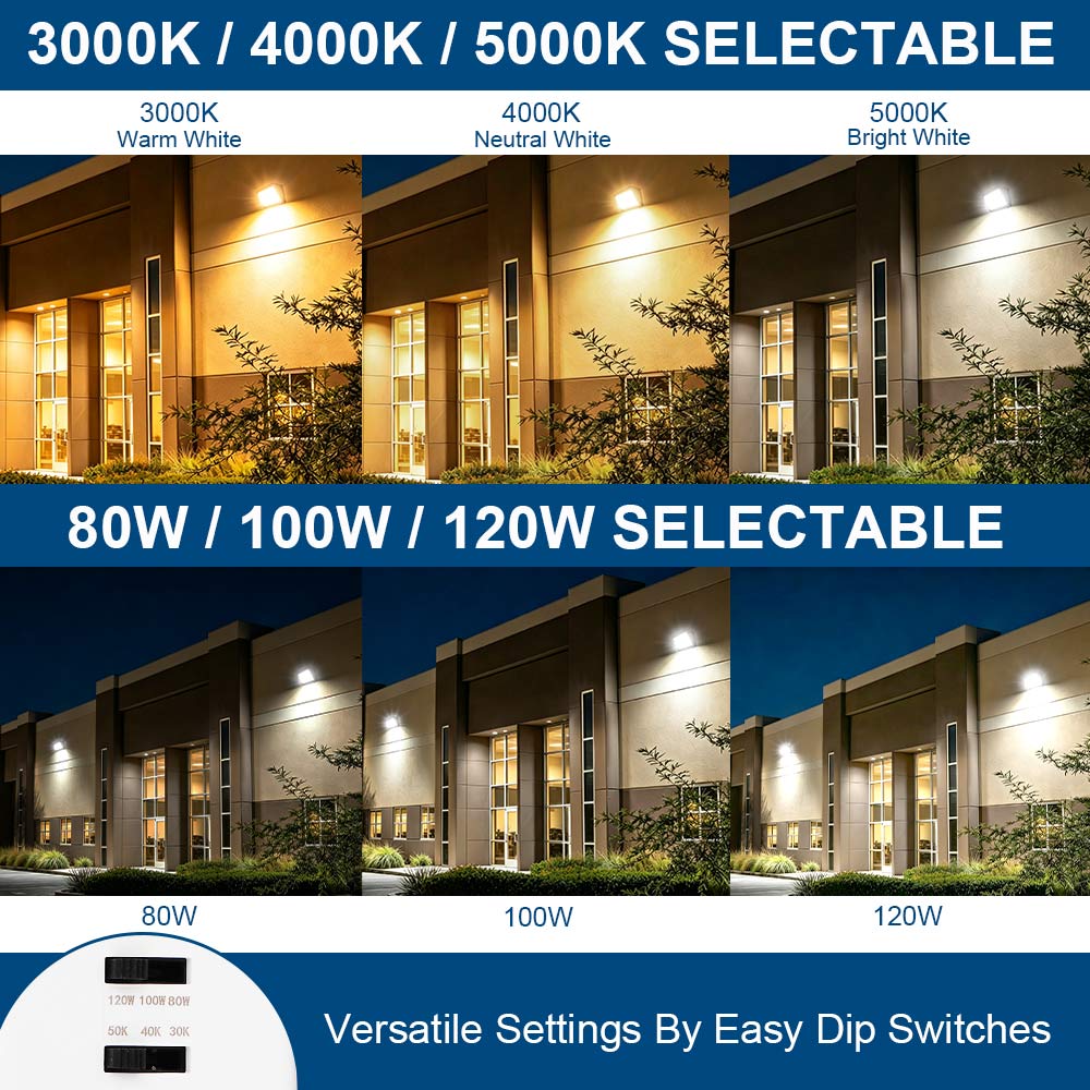 Konlite WP7 LED Wall Pack Light – Product features of wattage and cct selections 