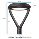 Konlite LED Post Top Light Dimensions