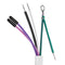 Set of electrical wires with different colors and connectors on a white background