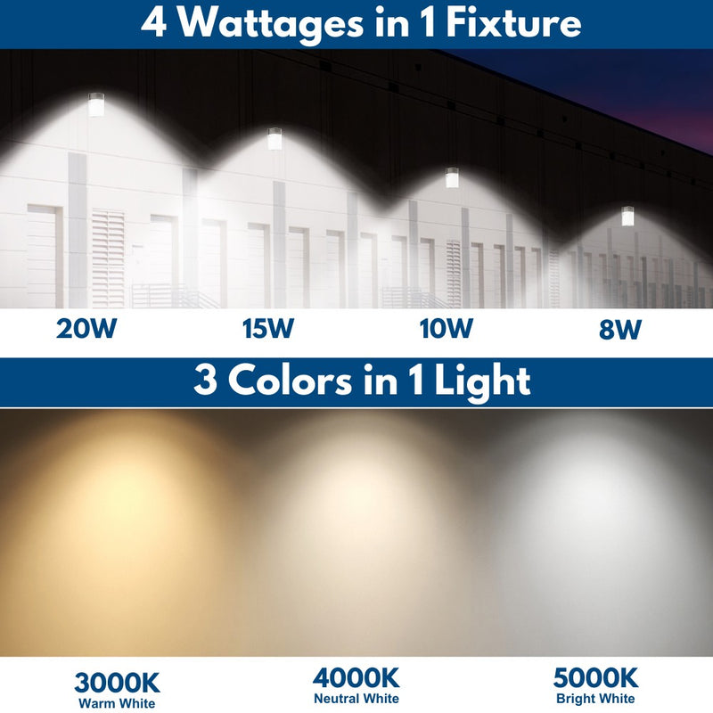 Wattage and CCT Selections of the wall pack light