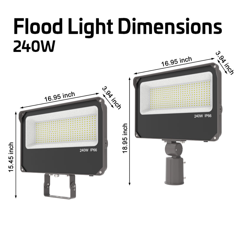 konlite 240W flood light dimensions