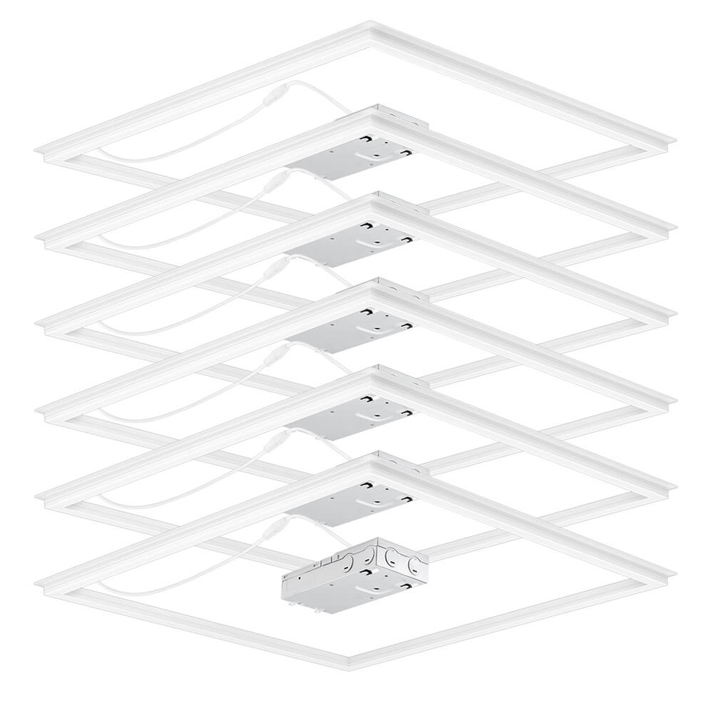 Six 2x2 LED grid frame lights stacked on a white background with Koalite branding.