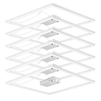 Six 2x2 LED grid frame lights stacked on a white background with Koalite branding.