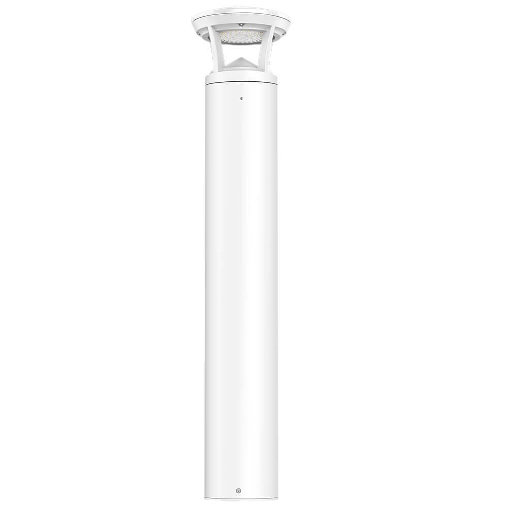 4ft White outdoor LED Bollard light fixture on a white background