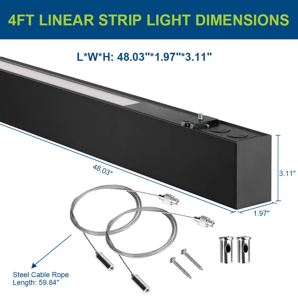 Line Light Dimension 4FT LED Architectural Linear Light | Up & Down Light | 6100 Lumen
