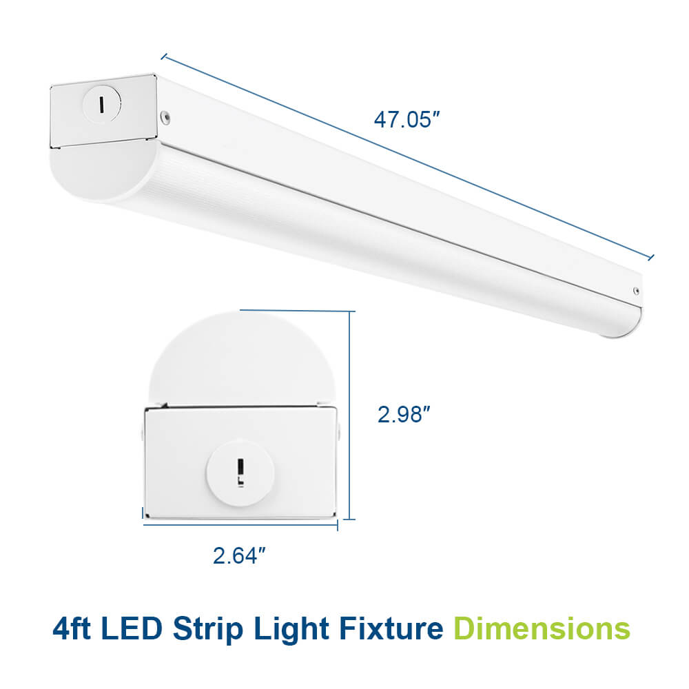 Dimensions of Konlite 4 foot LED Strip Light fixture