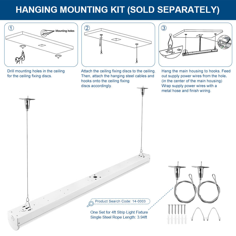 Optional suspension kits for led strip light