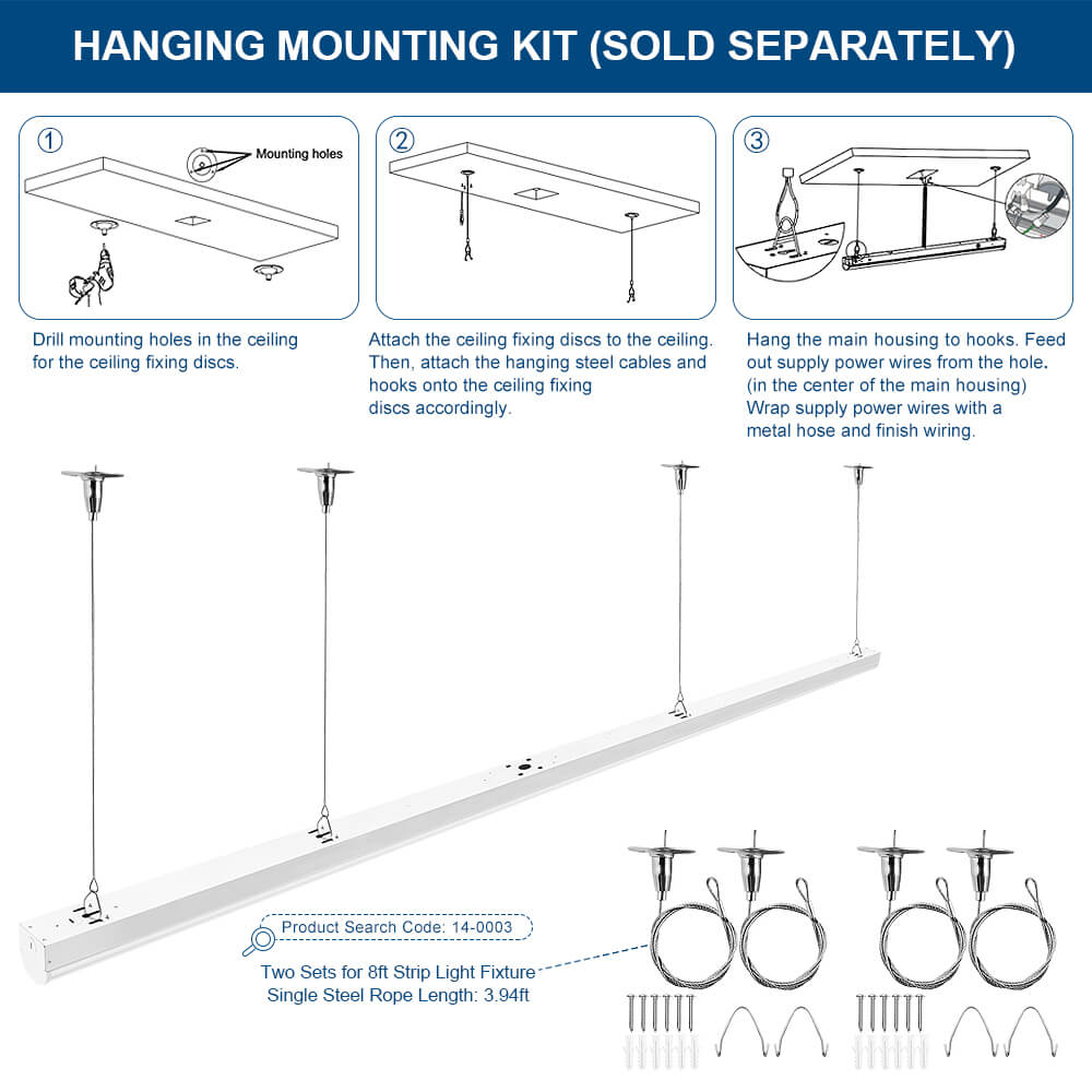 Optional suspension kits for led strip light