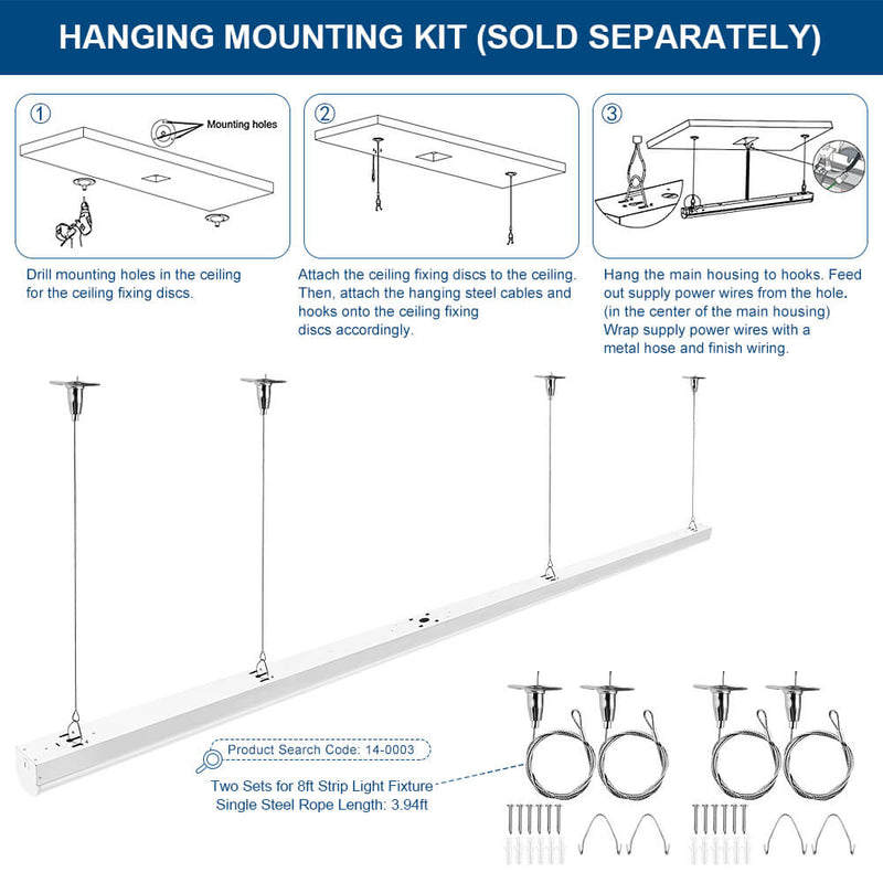 Optional suspension kits for led strip light