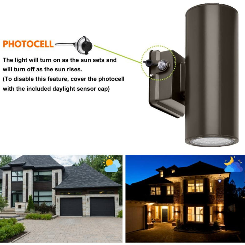 Photocell of Konlite LED Cylinder Up and Down Wall Light fixture 