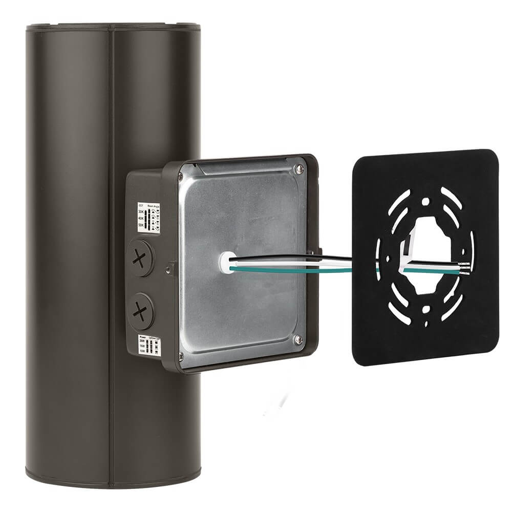 Back view of Konlite LED Cylinder Up and Down Wall Light fixture 