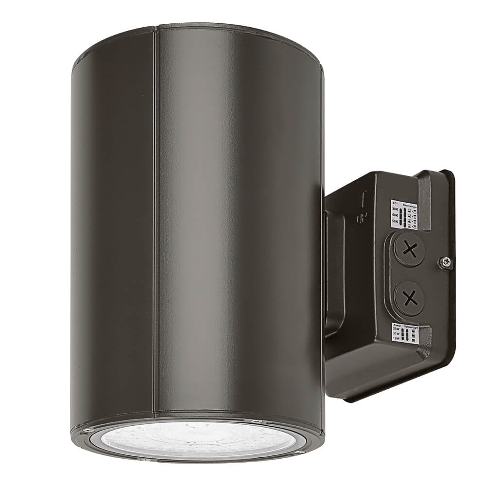 Side view of Konlite 6 inch LED Cylinder Up and Down Wall Light fixture 