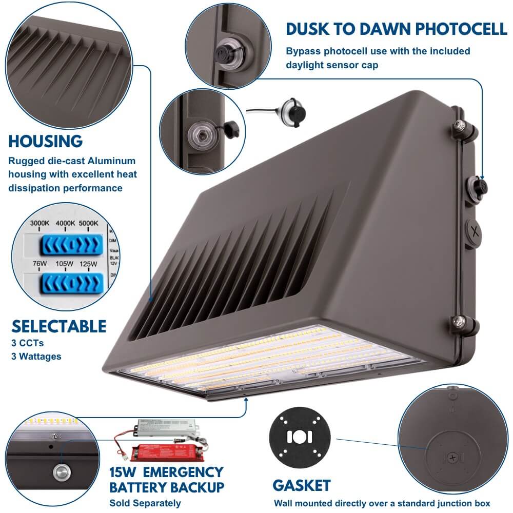 konlite full cut-off wall pack light features