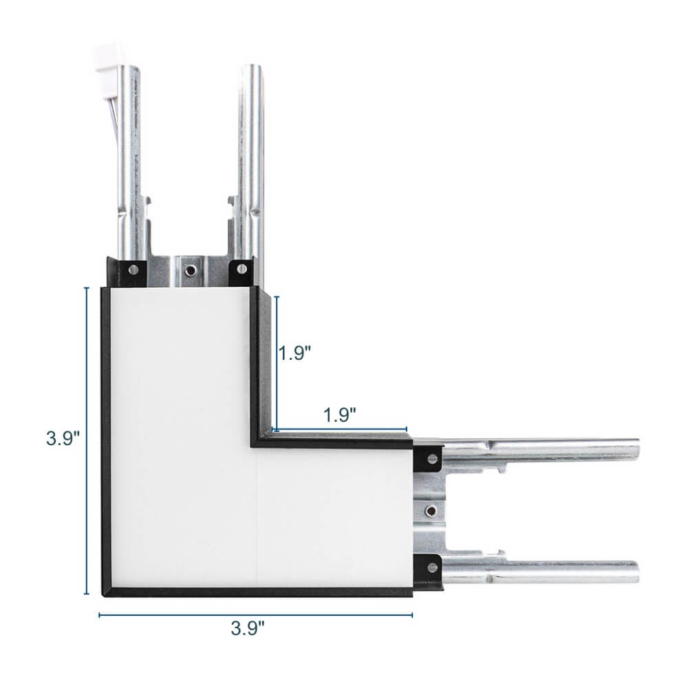 Dimensions of Black L-Shape Connector Use with Konlite Architectural Linear Light 