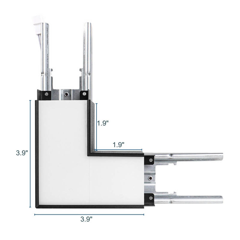 Dimensions of Black L-Shape Connector Use with Konlite Architectural Linear Light 