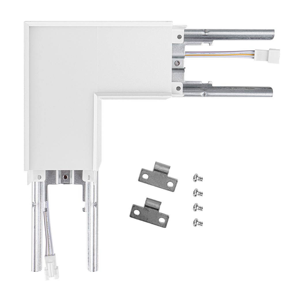White L-Shape Connector Use with Konlite Architectural Linear Light Fixture 