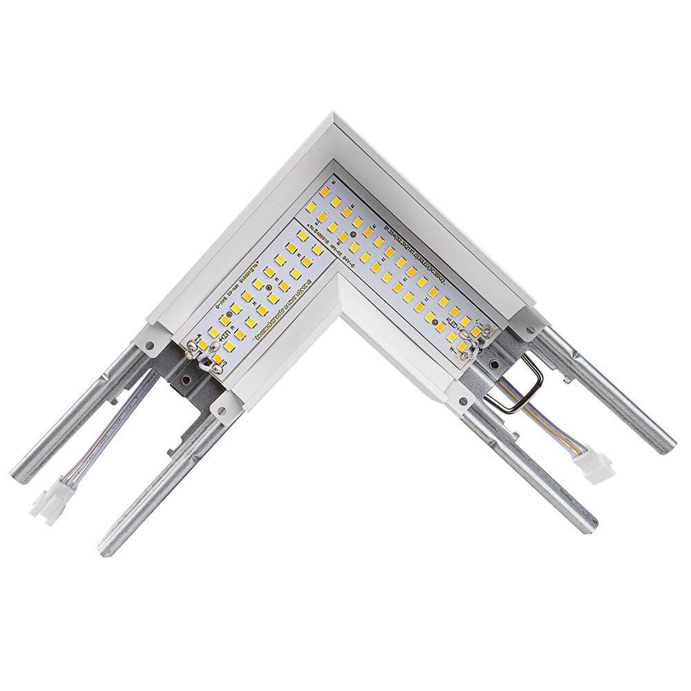 Inside view of White L-Shape Connector Use with Konlite Architectural Linear Light Fixture 