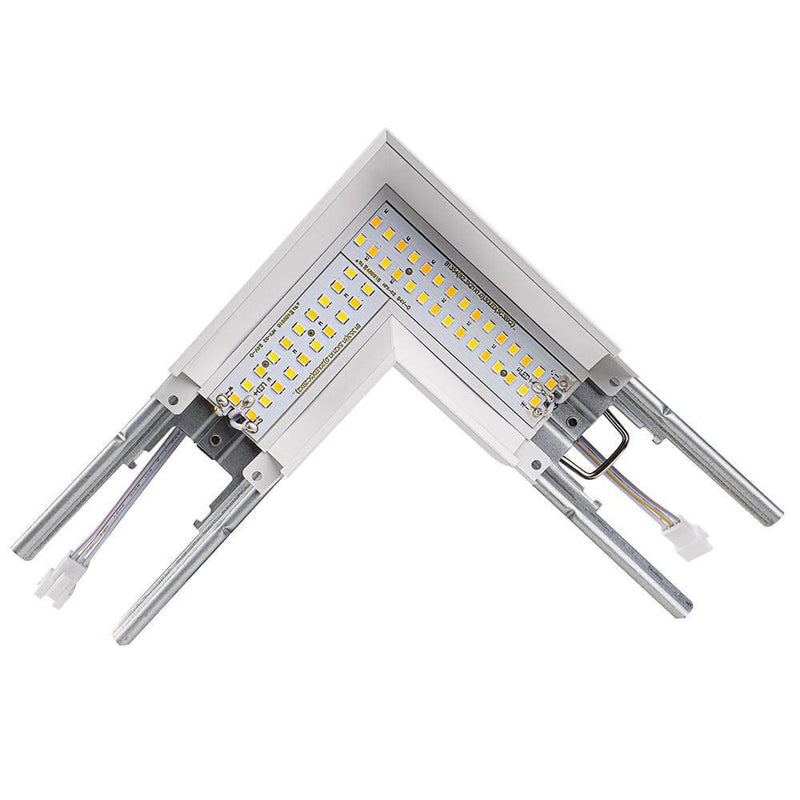 Inside view of White L-Shape Connector Use with Konlite Architectural Linear Light Fixture 
