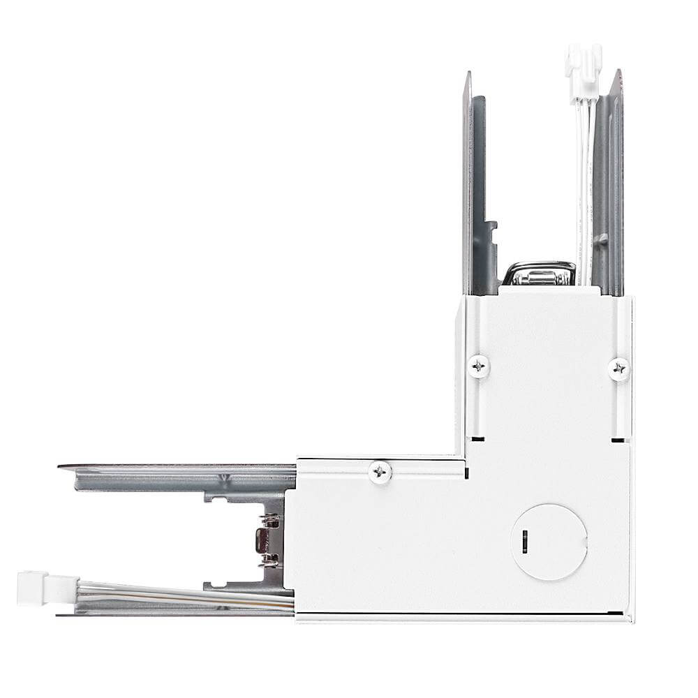 Back of White L-Shape Connector Use with Konlite Architectural Linear Light Fixture 