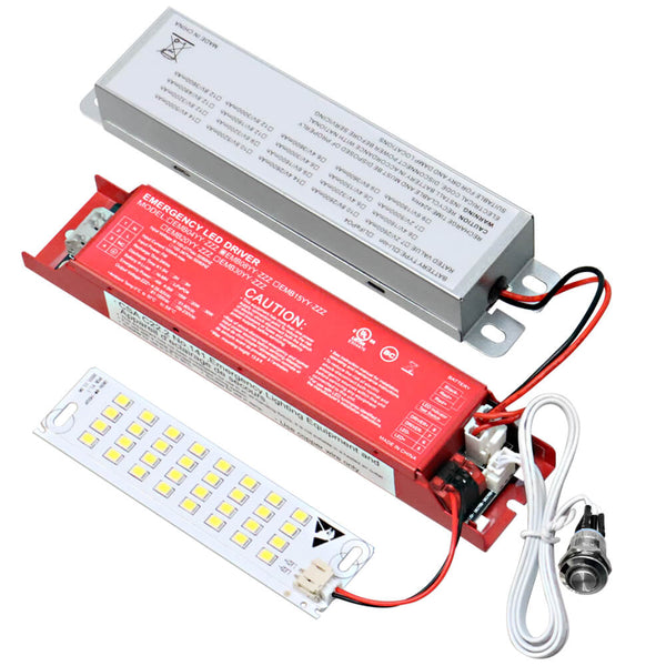 LED driver and LED light bar with connectors on a white background